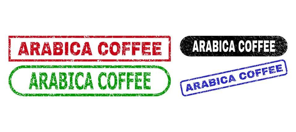 ARABICA COFFEE Rectangle Stamps Using Corroded Texture Stock Illustration