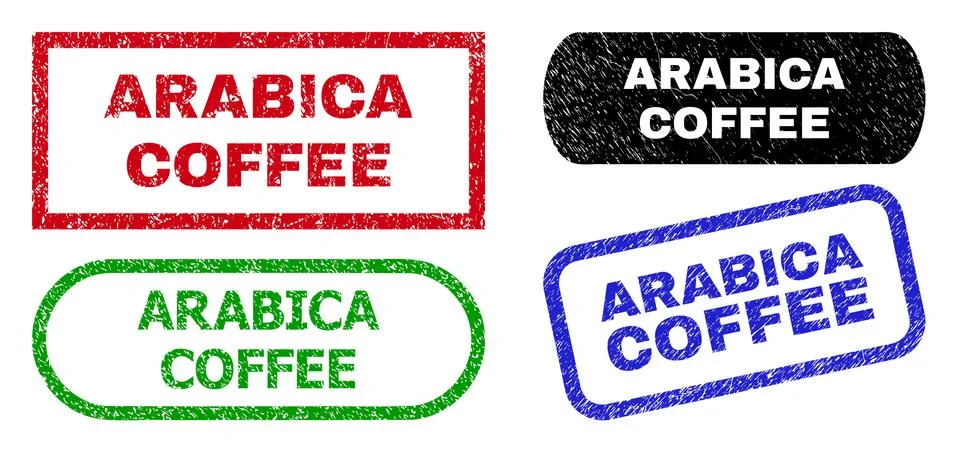 ARABICA COFFEE Rectangle Watermarks Using Corroded Surface Stock Illustration