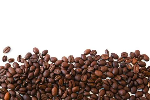 Arabica or robusta Coffee beans isolated on white background with space for text Foto stock