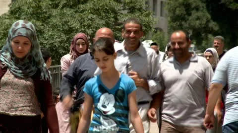 Arabs on the Way to Friday Prayer in Jerusalem 4 Stock Footage 18134120