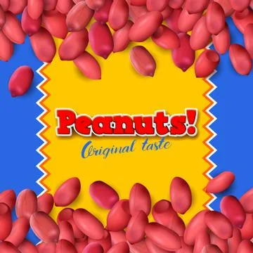 Arachis or peanuts background with red scattered nuts and beans Stock Illustration