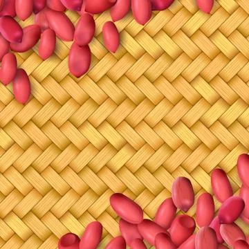 Arachis or peanuts background with red scattered nuts and beans Stock Illustration