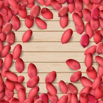 Arachis or peanuts background with red scattered nuts and beans Stock Illustration