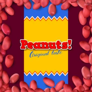Arachis or peanuts background with red scattered nuts and beans Stock Illustration