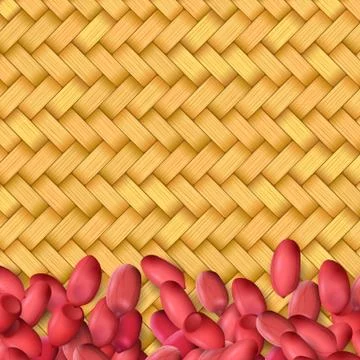 Arachis or peanuts background with red scattered nuts and beans Stock Illustration