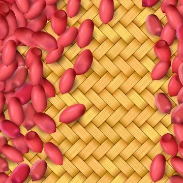 Arachis or peanuts background with red scattered nuts and beans Stock Illustration