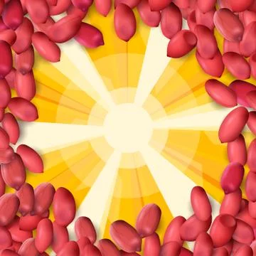 Arachis or peanuts background with red scattered nuts and beans Stock Illustration