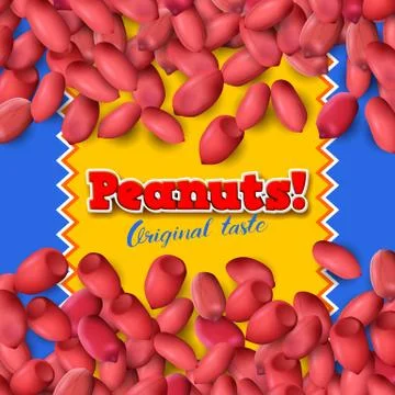 Arachis or peanuts background with red scattered nuts and beans Stock Illustration