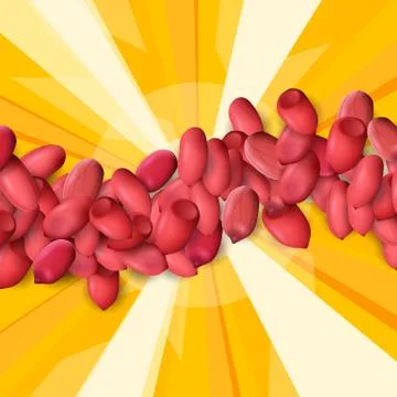 Arachis or peanuts background with red scattered nuts and beans Stock Illustration