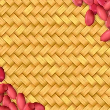 Arachis or peanuts background with red scattered nuts and beans Stock Illustration