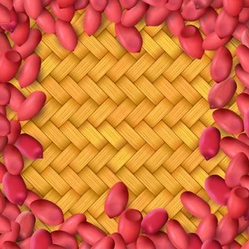Arachis or peanuts background with red scattered nuts and beans Stock Illustration