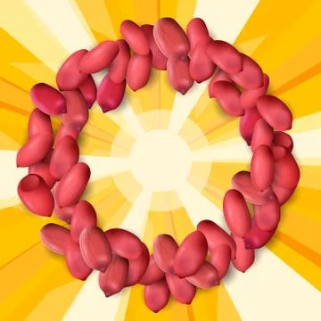 Arachis or peanuts background with red scattered nuts and beans Stock Illustration