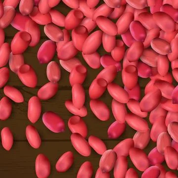Arachis or peanuts background with red scattered nuts and beans Stock Illustration