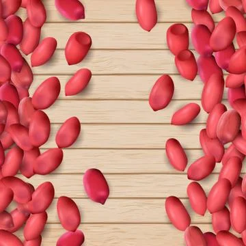 Arachis or peanuts background with red scattered nuts and beans Stock Illustration