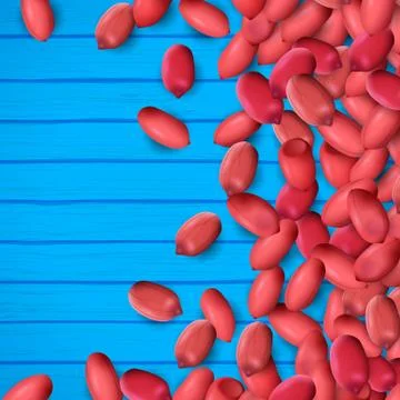 Arachis or peanuts background with red scattered nuts and beans Stock Illustration