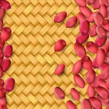 Arachis or peanuts background with red scattered nuts and beans Stock Illustration