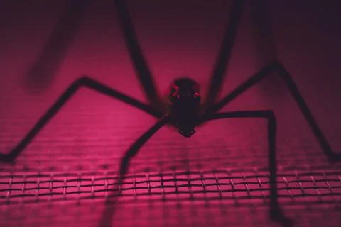 Aracnophobia concept, selective focus , pink Foto stock