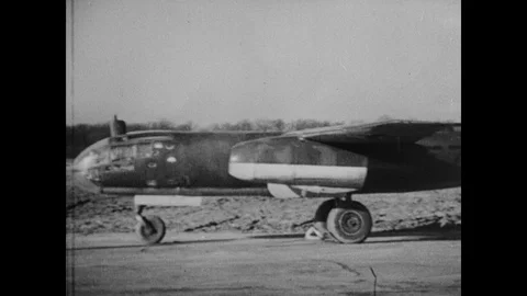 Arado 234 jet bomber taking off Stock Footage 103385109
