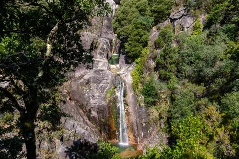 Arado waterfall, in Gers, during the spring Stock Photos