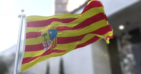Aragon flag waving-seamless-loop-4k-60fps Stock Footage 344391596