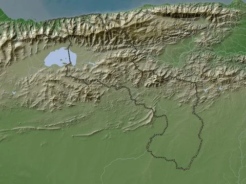 Aragua, Venezuela. Elevation map colored in wiki style with lakes and rivers 库存插图