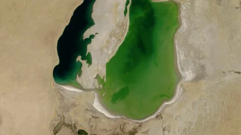 Aral sea dramatic water loose time lapse Video stock 124557874