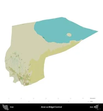 Aran va Bidgol Central, Iran, isolated on white. Topographic Humanitarian Stock Illustration