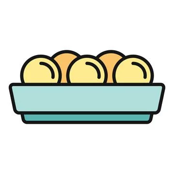 Arancini fried rice balls in serving dish icon Stock Illustration