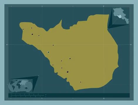 Ararat, Armenia. Solid color shape. Locations of major cities of the region 스톡 일러스트