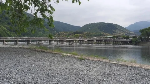 Arashiyama Bridge Day Timelapse Stock Footage 78887313