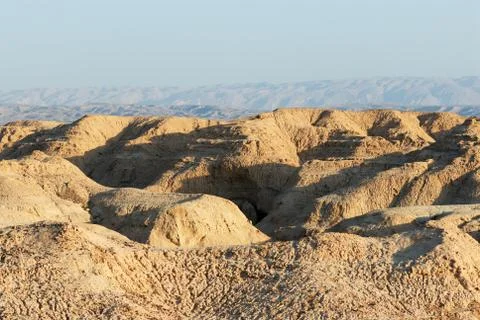 Arava desert in the first rays of the sun Stock Photos