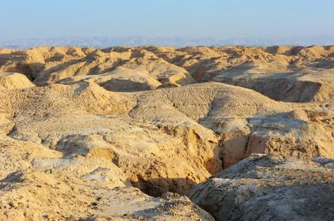 Arava desert in the first rays of the sun Stock Photos