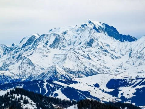 The Aravis range in the winter. Torraz, La Giettaz, France. Stock Photos