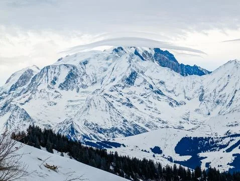 The Aravis range in the winter. Torraz, La Giettaz, France. Stock Photos