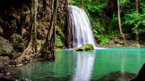 Arawan Beautiful natural waterfall background Stock Footage 50160102