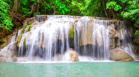 Arawan Beautiful natural waterfall timelapse background Stock Footage 50160611