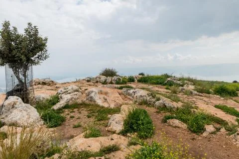 Arbel cliff or mount arbel israel Stock Photos