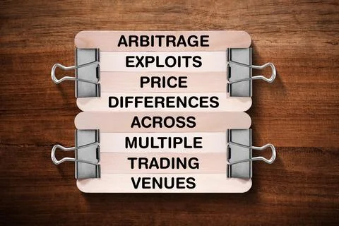 Arbitrage Exploits Price Differences Across Multiple Trading Venues tagline Stock Photos