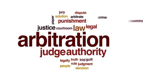 Arbitration animated word cloud, text design animation. Stock Footage
