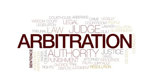 Arbitration animated word cloud, text design animation. Kinetic typography. Stock Footage 79044354