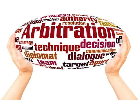 Arbitration word cloud hand sphere concept Stock Photos