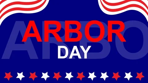 Arbor day celebration text with USA flag motif background. Stock Footage 226497316