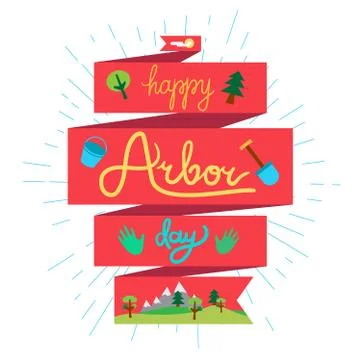 Arbor Day Greeting Stock Illustration