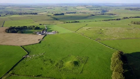 Arbor Low Stone Circle and Gib Hill Barrow Drone Clip, Derbyshire, UK, 2K Stock Footage 172286344