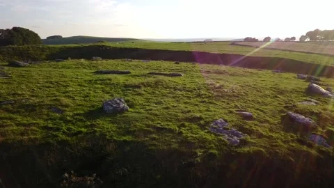 Arbor Low Stone Circle Close-Up Drone View, Derbyshire, UK, Neolithic 2K Stock Footage 172284141