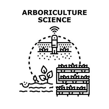 Arboriculture science concept exploring smart farming technology Stock Illustration