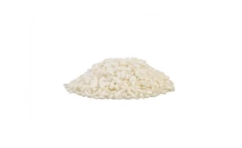 Arborio risotto short grain rice heap isolated on white background. nutrition Stock Photos