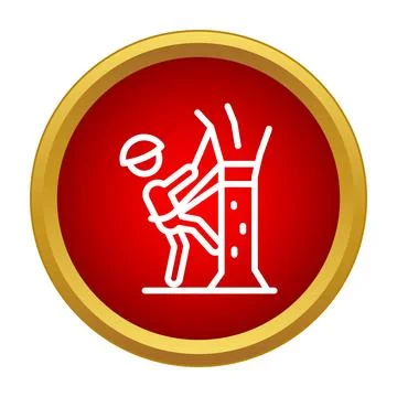 Arborist working at heights tree care icon Stock Illustration