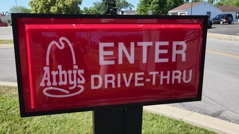 Arby's Enter Drive Thru Signage | Stock Video | Pond5