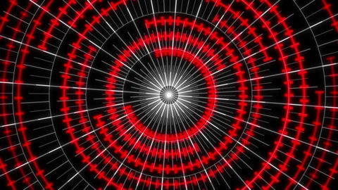Arc Audio Reactive Equalizer B Radial Grids Red Large VJ Loop Animation 04 Video stock 276991668
